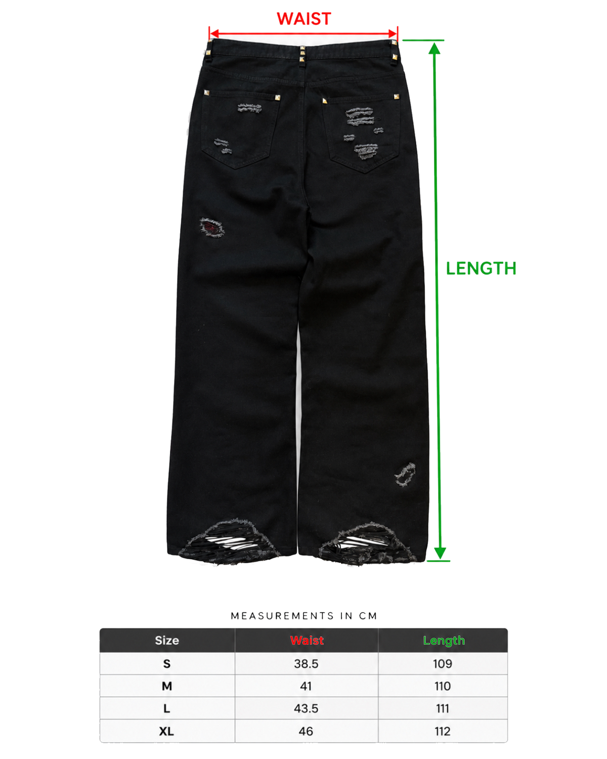 Healing wounds studded denim