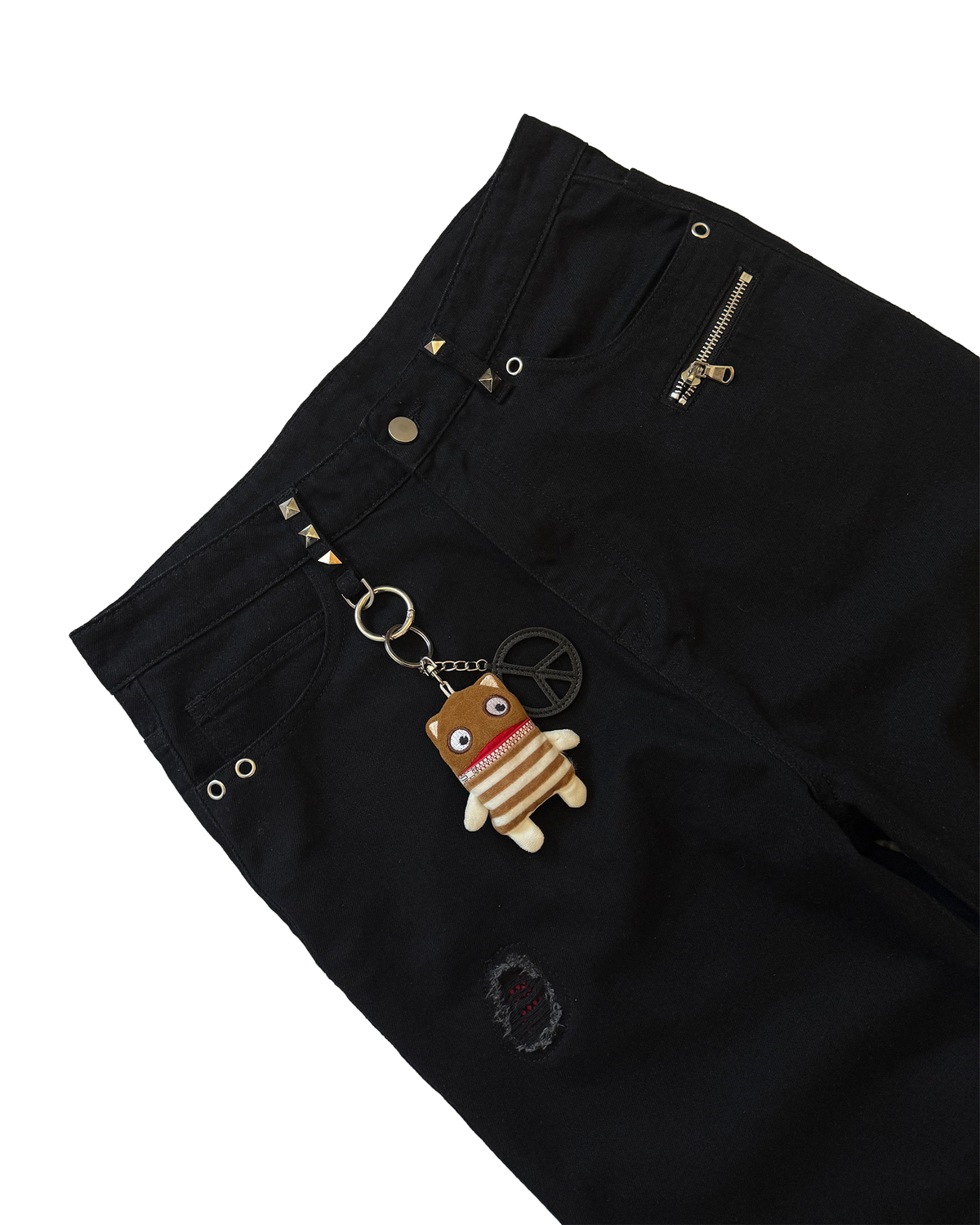 Healing wounds studded denim